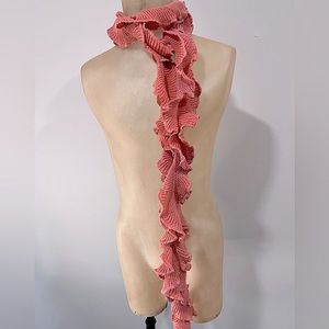 Cozy Ruffled Peach Crochet Scarf